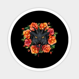 Satanic Cat with Roses Magnet